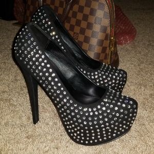 Black RHINESTONES DIAMONDS SHINY sexy 6 INCH HEELS